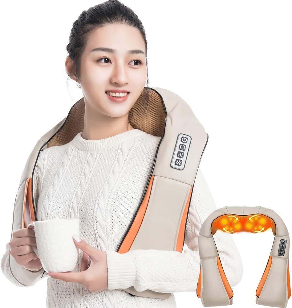 Masajeador Cervical Térmico Shiatsu para Cuello, Hombros, Espalda, Piernas y Glúteos
